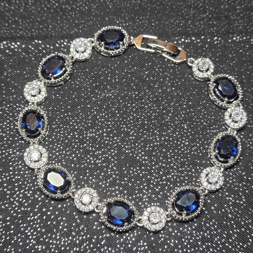 Elegant Silver and Blue Gemstone Bracelet